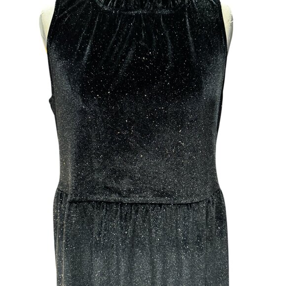 J.Crew Shimmer Velvet Sleeveless Midi Dress Black Size 12 - Picture 4 of 5